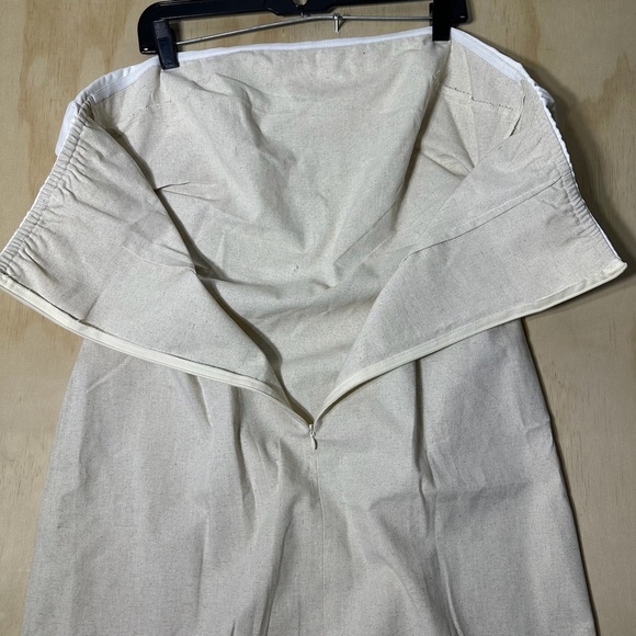 Cider LINEN-BLEND COLLARLESS SOLID SPLIT RUCHED ZIPPER MIDI DRESS - Picture 11 of 12